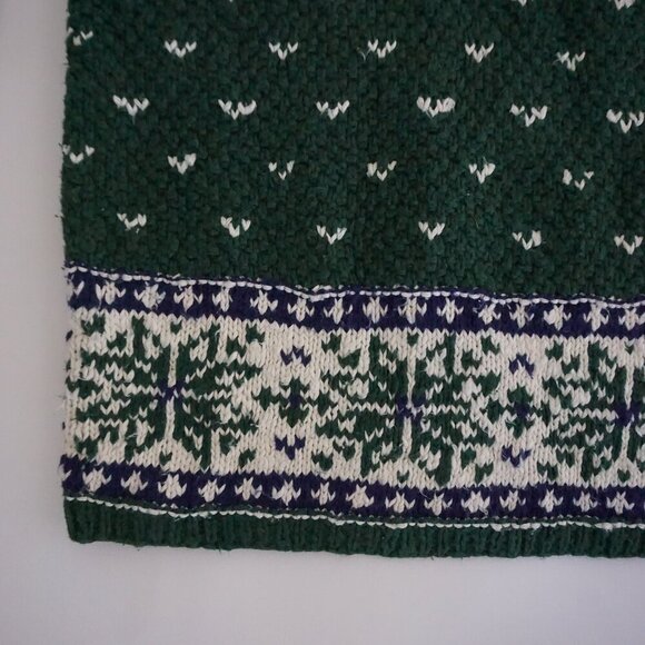 Vintage Jones New York Hand Knit Hunter Green w White Quarter Zip Sweater 1X - Picture 4 of 7